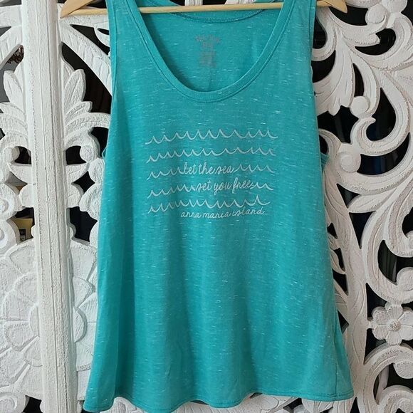 Blue 84 tank with flowy back detail size XL aqua color Anna Maria Island 🏝 - Picture 1 of 5